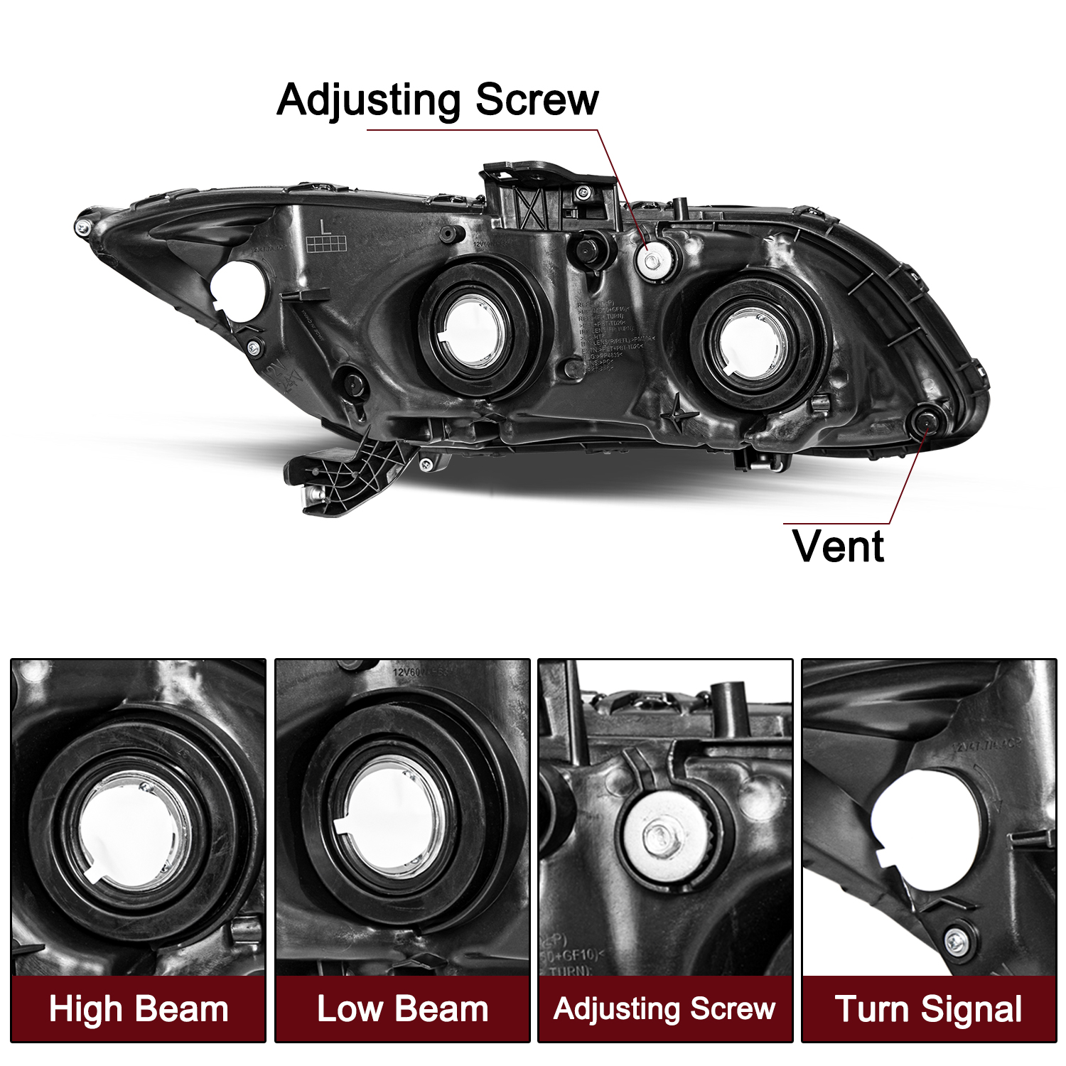 For 2012-2015 Honda Civic Sedan 12-13 Coupe Chrome Amber Headlights Pair