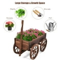 thumbnail image 5 of Costway Wood Wagon Flower Planter Pot Stand W/Wheels Home Garden Outdoor Decor, 5 of 11