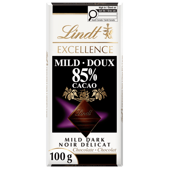 Lindt EXCELLENCE Mild 85 % Dark Chocolate Bar, 100g
