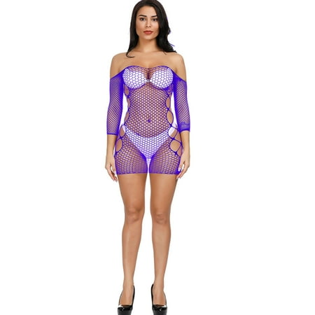 Midwennn Womens Transparent Pajamas Underwear Mesh Long Sleeves Sexy Dress Pajamas Underwear Push up Strapless Bras for Women Low Back Ruffle Underwear for Women