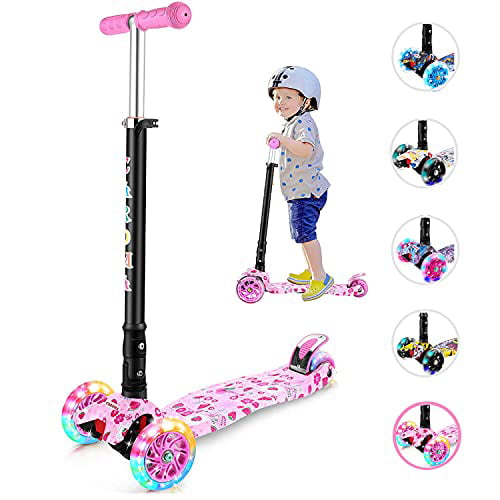 Kick Scooter for Kids with 3 Light Up Wheels Adjustable for Boys Girls 