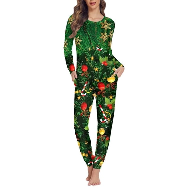 Pijama elegante de manga larga para mujer, conjunto de dos piezas, ropa de dormir informal, Jersey, traje de casa, ropa de dormir, regalo de Navidad
