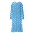 thumbnail image 7 of Aboser Women's Long Sleeve Nightgown Plus Size Soft Sleep Shirts Fashion Polka Dot Print Pajama Dress Comfy Round Neck Loungewear Casual Full Length House Dresses, 7 of 7