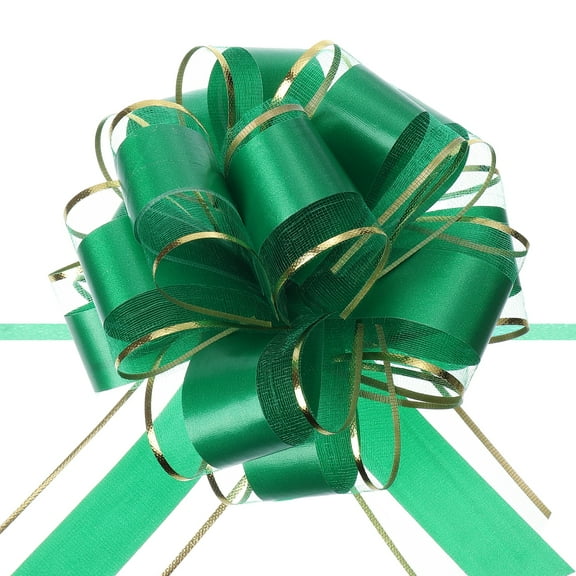 10pcs 6" Large Big Pull Bow, Organza Car Gift Wrapping Bows Ribbon for Wedding Christmas Bow, Green