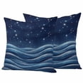 thumbnail image 6 of Waterproof Throw Pillow Covers Set of 2, 16x16 Inch Blue Stars Decorative Pillowcases Outdoor Pillow Slip Cushion Covers Set for Couch Tent Fantasy Blue Waves Cosmos Sky, 6 of 8