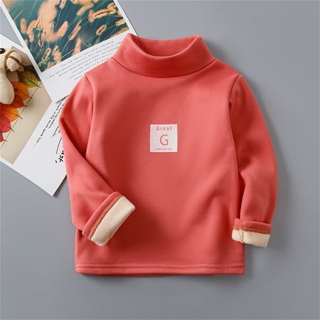 

Geire 2024 New Arrivals Kids Plush Bottom Shirts Casual Long Sleeve Knitting Cotton Printed High Neck Pullover Shirts for Fall Winter Wear