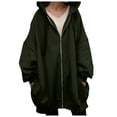 thumbnail image 3 of Gyexs Womens Oversized Hoodies Cotton Jacket Pullover Warm Zip Up Hoodies Plus Size Y2K Streetwear Sweatshirt Pockets Outfits, Army Green, Size L, 3 of 8