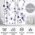 thumbnail image 3 of Extra Long 72"x84"Dark Blue Botanical Floral Shower Curtain Set with Hooks, Watercolor Ink Print and Dyed Plant Floral Bathroom Curtains, Waterproof Washable Lacquer Fabric for Bathroom, 3 of 6