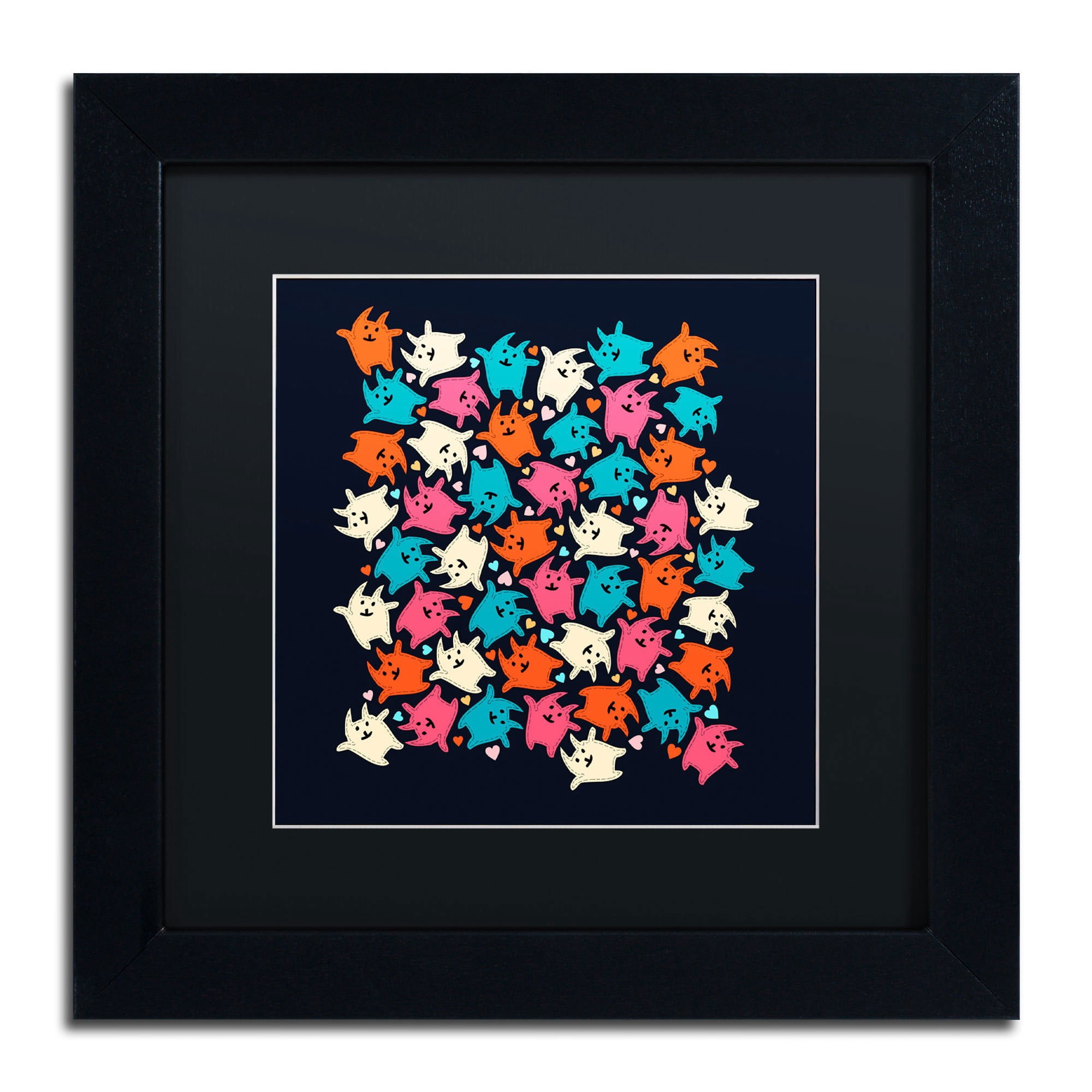 Trademark Fine Art "Tiny Tumbling Kittens" Canvas Art by Carla Martell, Black Matte, Black Frame
