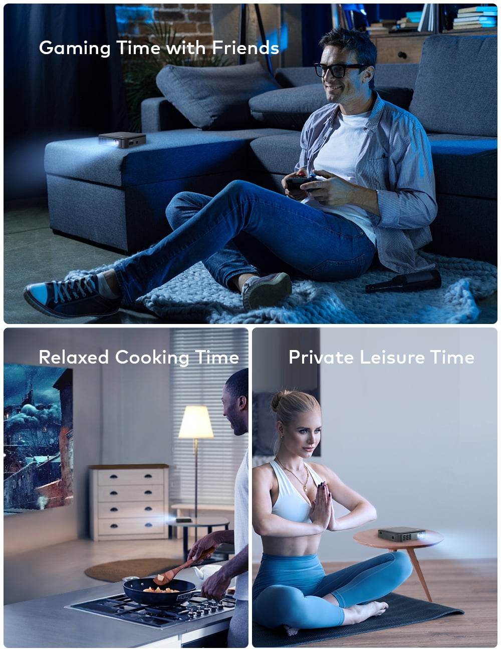 Mini Movie Projector WiFi Bluetooth 1080P Supported, LCD3.0 Compatible with PC/Phone Projector