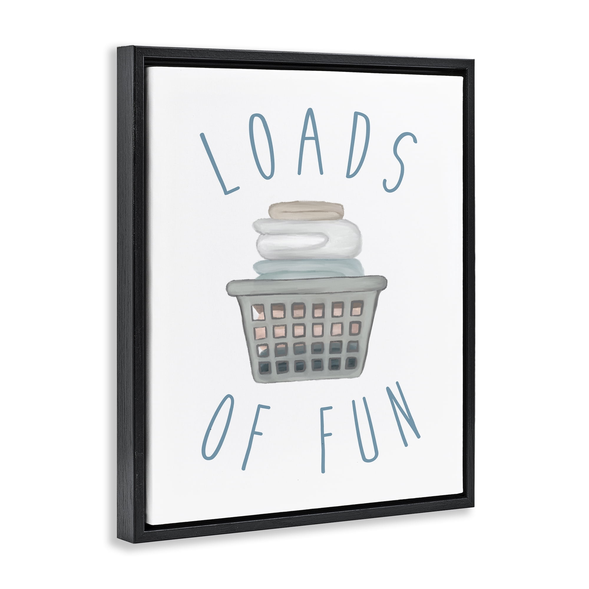 Stupell Industries Loads Of Fun Laundry Basket Black Framed Floater Canvas Wall Art, design by Elizabeth Medley