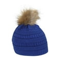 thumbnail image 2 of Gravity Threads Cable Knit Faux Fur Pom Pom Beanie Hat, Royal, 2 of 2