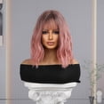 thumbnail image 2 of BERON Ombre Pink Short Curly Bob Wig for Women with Bangs Heat Resistant Synthetic Hair Wigs for Daily Use, 2 of 5