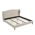 thumbnail image 3 of Rustic Manor Eloisa Linen Upholstered Platform Bed King Size, Beige, 3 of 8