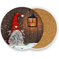 thumbnail image 2 of GZHJMY Christmas Absorbent Coasters For Drinks, Winter Traditional Gnome Santa Claus Candle Lantern Tabletop Protection Mat, Round Ceramic Stone Coaster With Cork Base, No Holder,4PCS, 2 of 5