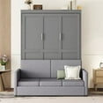 thumbnail image 2 of Queen Size Murphy Bed with Cushion, Solid Wood Mobile Cabinet Bed Wall Bed Storage Bed, Can be Folded into a Cabinet/Sofa, Suitable for Bedroom Home Office or Small Room, Gray, 2 of 7