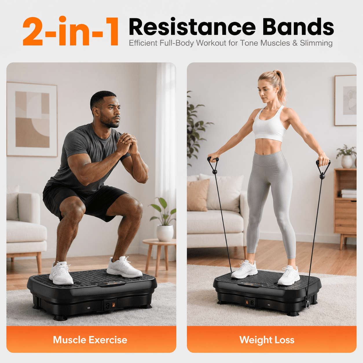 Innotech Sc Vibration Plate Exercise Machine with Resistance Bands & Remote Control, Full Body Workout Platform with 120 Speed Levels, Low Noise Fitness Trainer for Home Gym