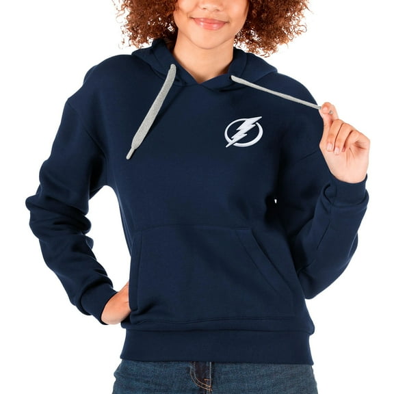 Women's Antigua Navy Tampa Bay Lightning Primary Logo Victory Pullover Hoodie