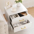 thumbnail image 2 of 26 H White Nightstand with 2 Drawers, Small Night Stand with Gold Handles, Bedside Table with Solid Wood Legs, Tall Nightstands for Bedroom, 2 of 7