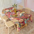thumbnail image 2 of Red Pioneer Flower and Paisley Pattern Rectangle Tablecloth 60"x120",Waterproof Polyester Rectangle Table Cloth, Wipeable Spillproof Polyester Tablecloth for Dining, Camping, Indoor and Outdoor, 2 of 6