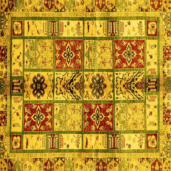 Ahgly Company Indoor Square Abstract Yellow Modern Area Rugs, 3' Square