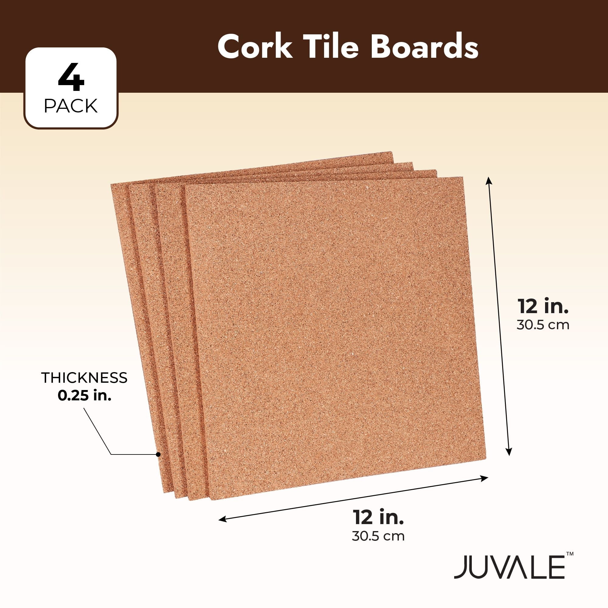 Quartet Cork Tiles Cork Board 12 x 12 Corkboard Wall Bulletin Boards pack  of 4