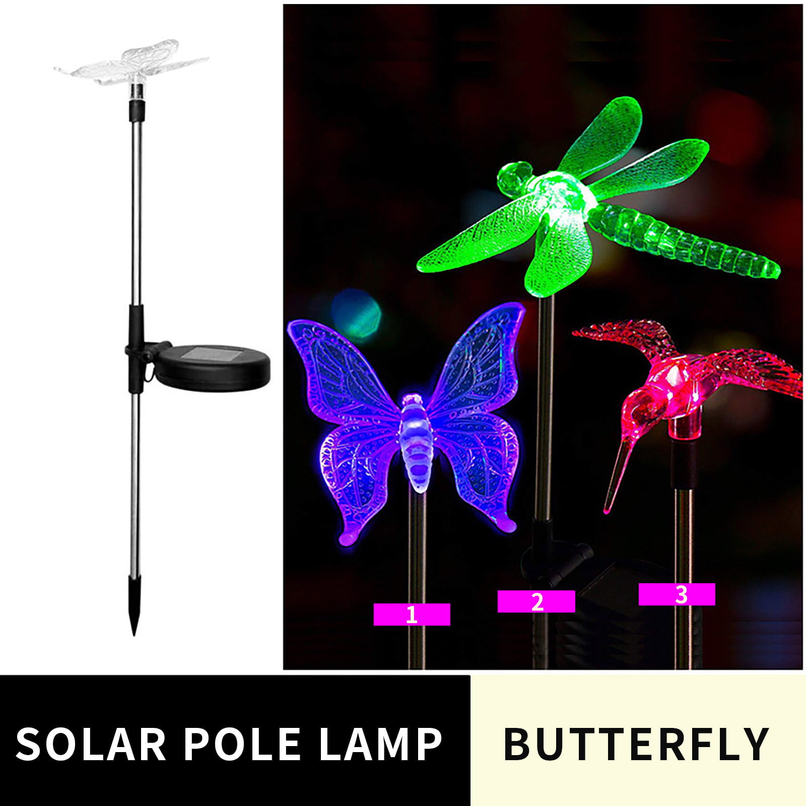 2pcs Lawn Lamp Dragonfly Solar Powered Garden Lamp Led Lights for Outdoor 