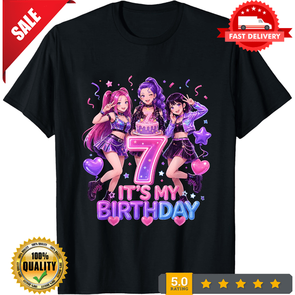 Kids It's My 7th K Pop Birthday Girl 7 Year Old K-Pop Bday T-Shirt, NEW TRENDING ITEM-TH82454