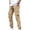 Khaki, variant on Mens Elastic Waist Cargo Pants for Men, Solid Color Casual Drawstring Pocket Lounge Pants, 1 PC