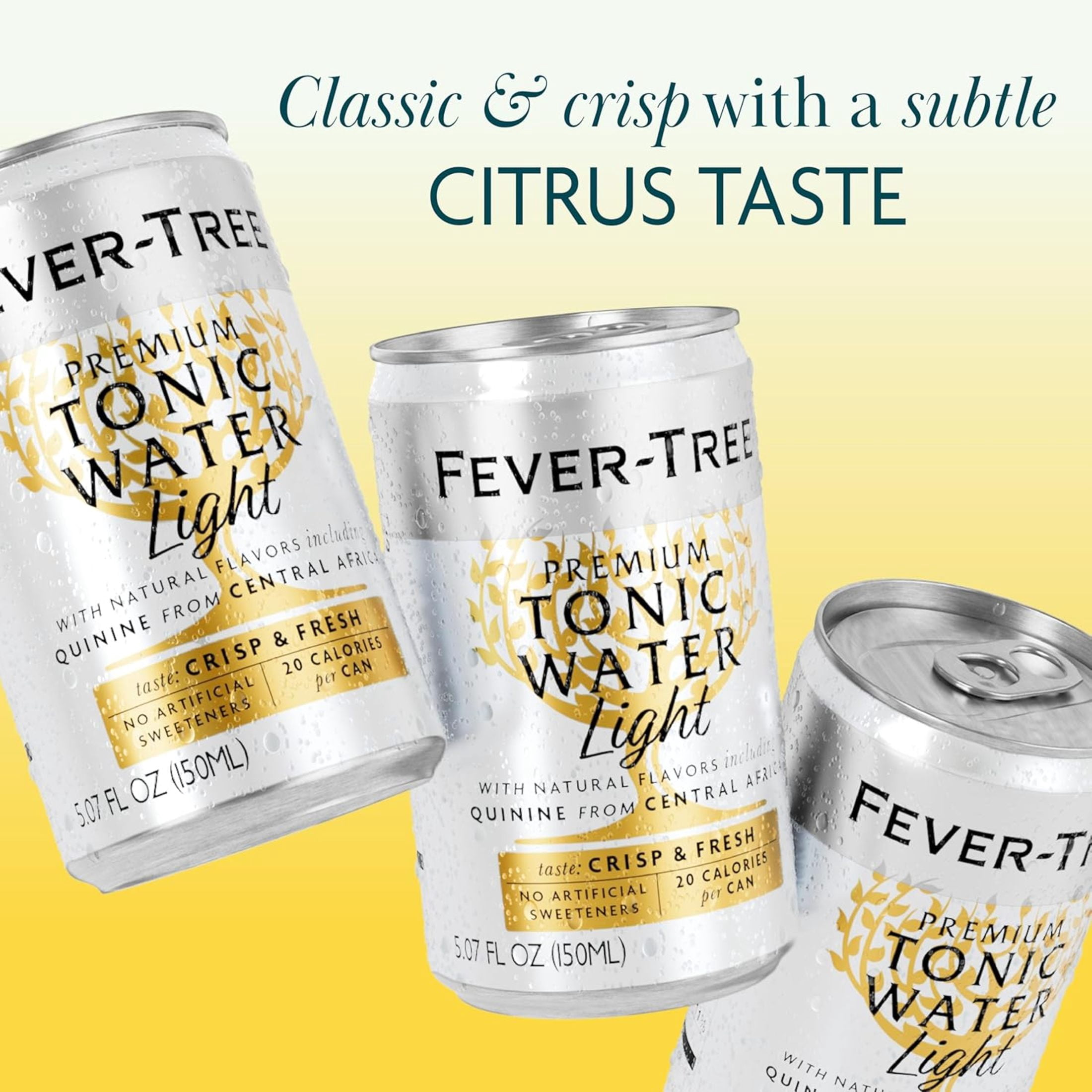 Fever-Tree Light Premium Tonic, 8 Pack, 150 ML Aluminum Cans, 0% ABV