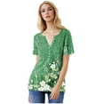 thumbnail image 5 of Yuwull Summer Tops For Women Going Out Tops Women'S Fashion Printed Short Sleeve Button Round-Neck And V-Neck Top Blouse Ladies Tops And Blouses On ClearanceXL, 5 of 8