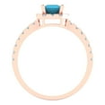 thumbnail image 4 of 0.89 ct Princess Cut Simulated Turquoise with Simulated Diamond Halo Accents 18K Rose Gold Womens Engagement Ring, 4 of 5