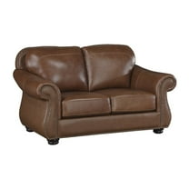 Lexicon Attleboro 20" Traditional Plywood and Leather Loveseat in Brown