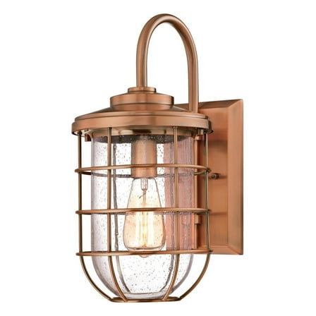 Open Box Westinghouse Ferry One-Light Outdoor Wall Fixture, Washed Copper Finish with Clear Seeded Glass