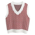thumbnail image 1 of Women's Sweater Vests Casual V-Neck Pullover Shirt Collision Color Sleeveless Sweater Vest TBKOMH, 1 of 4