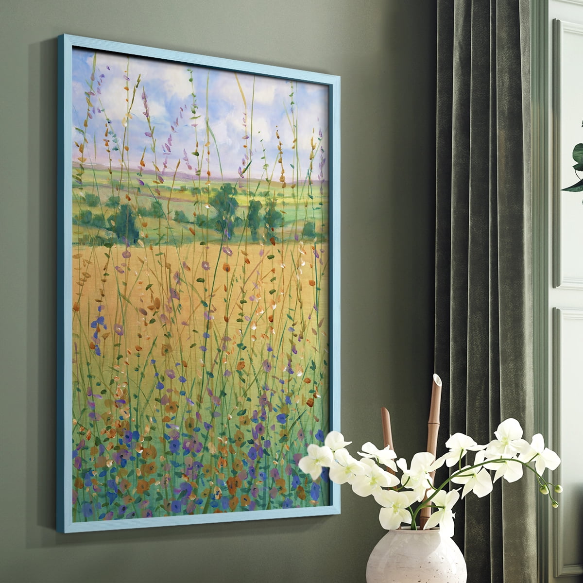 Wildflower Path II Framed Print - Solid Wood in Single Picture Frame Solid Wood 2 Framed Print