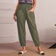 thumbnail image 2 of Pantalones Recortados de Lino Y Algodón Con Pierna Recta de Color Puro Informales Con Cintura Elástica A La Moda Para Mujer Odeerbi  ODB-6, 2 of 9