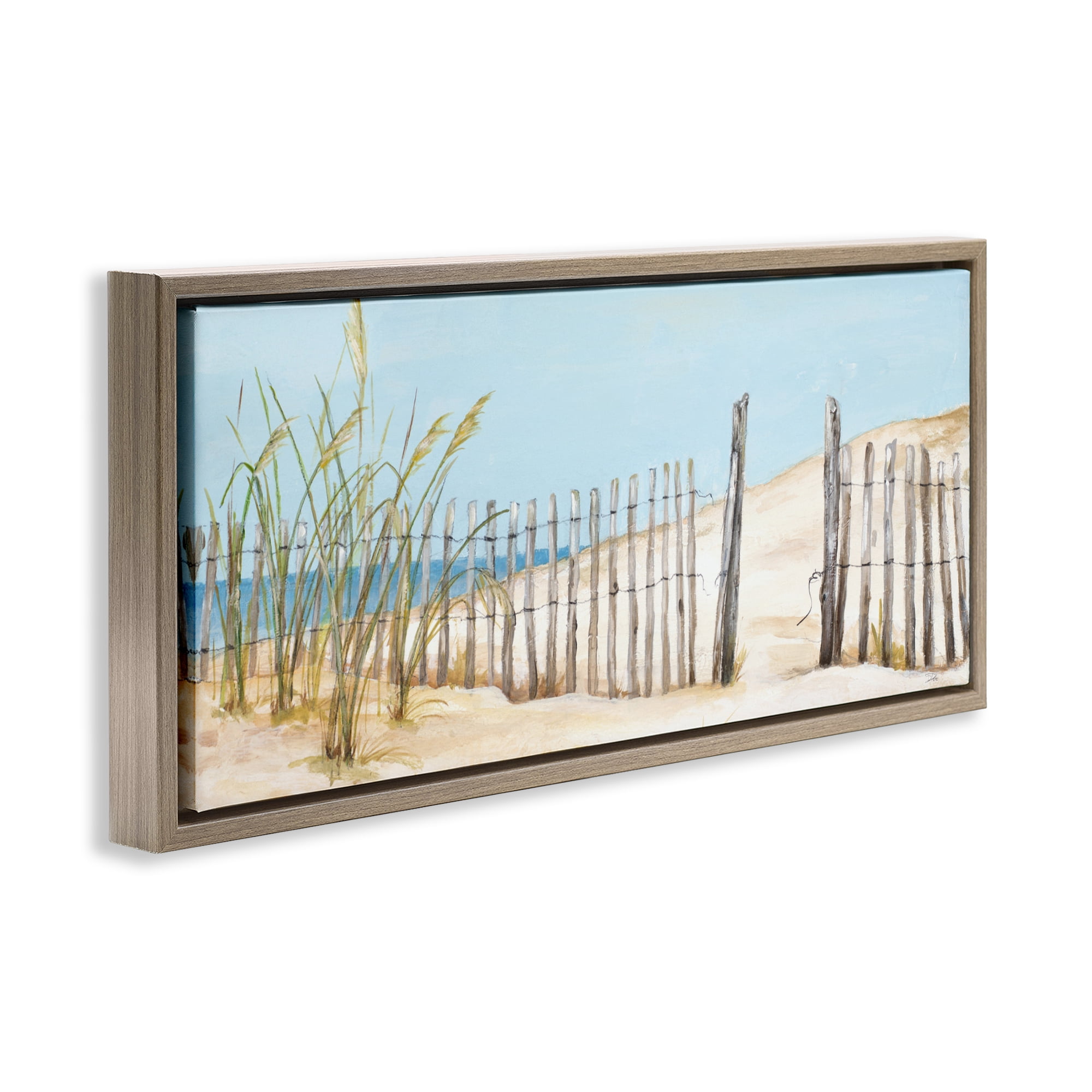 Stupell Industries Beach Fence Opening Brown Framed Floater Canvas Wall Art, design by Patricia Pinto