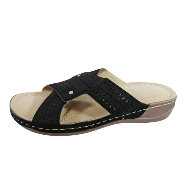 HSMQHJWE Slide Sandals Women Slip On Sandals With Arch Support Wide
