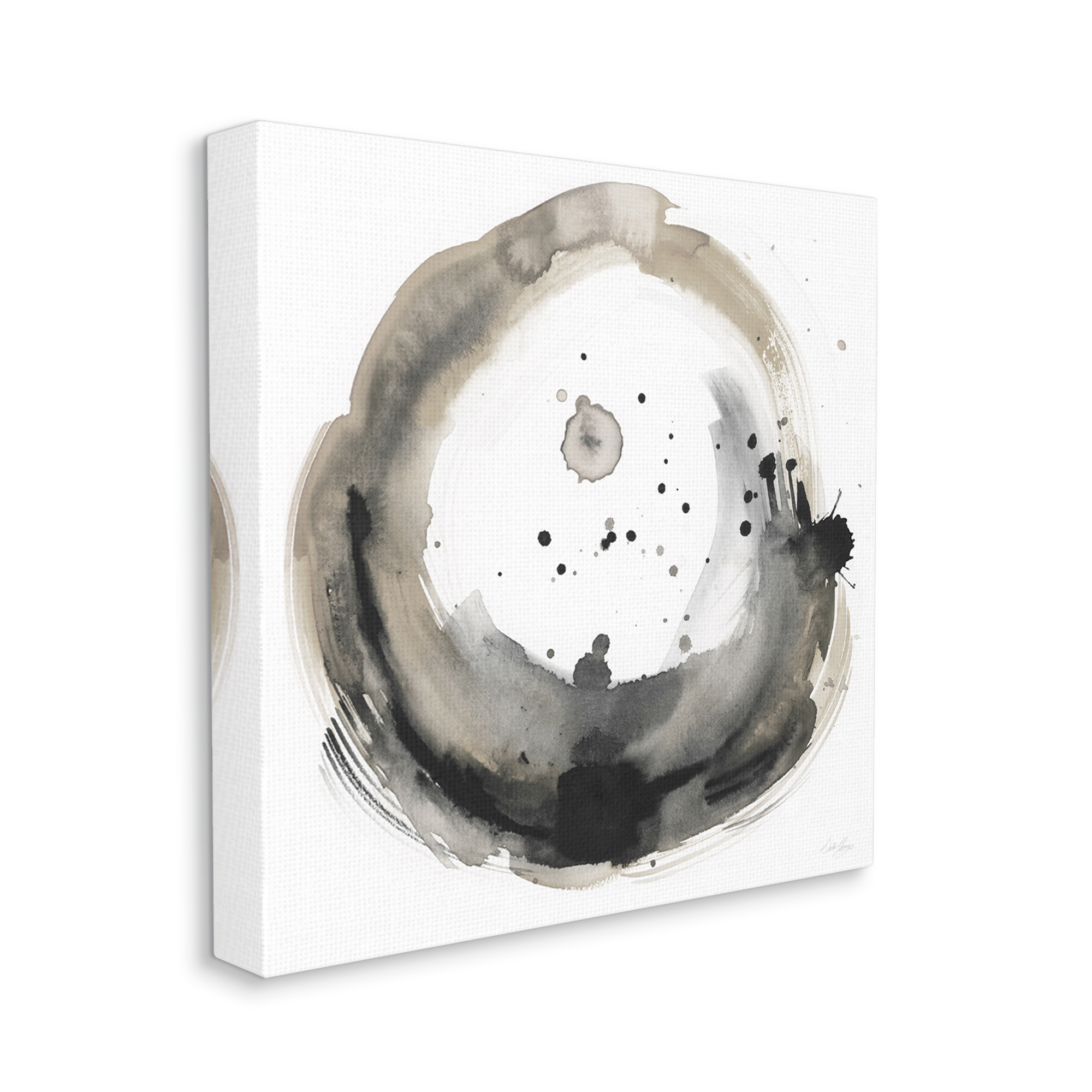 Stupell Circular Contemporary Paint Splash Abstract Painting Gallery Wrapped Canvas Print Wall Art