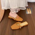 thumbnail image 2 of Women's Square Toe Flats Slip On Backless Loafers With Metal Mule Buckle Detail Low Block Heel Casual Classic Fashion Mules For Spring And Summer Quality Delicate Footwear‌ Lightweight, 2 of 4