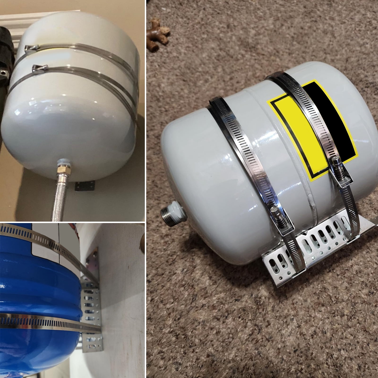 Sturdy Wall Mounted Support for Hot Water Heaters Tanks Adjustable Brackets with Vibrating Straps Holds Gallons