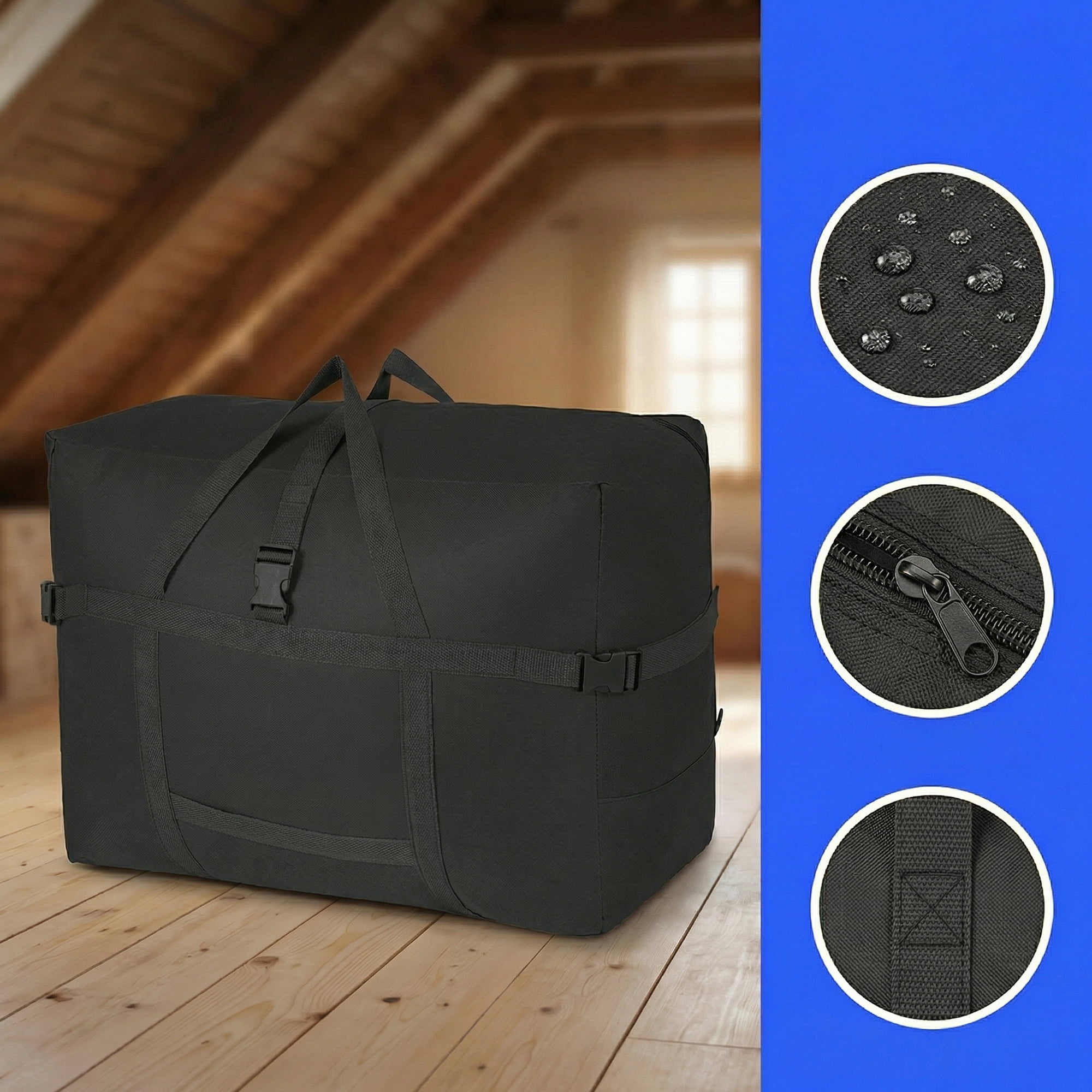 Unique Bargains Clothes Storage Oxford Moving Bag Black 23.6*11.4*16.9in