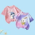 thumbnail image 2 of Toddler Girls T-Shirts Tie Dye Cartoon Rabbit Printed Round Neck Short Sleeve T-Shirt Kids Girls Summer Cute Active Play Comfortable T-Shirts，1 -2 Years, 2 of 3