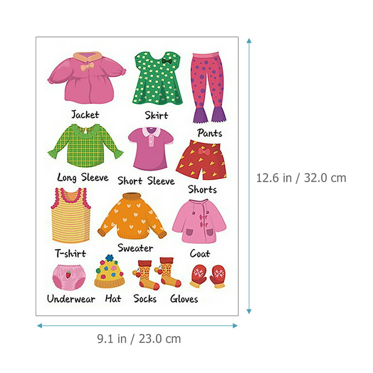 Totority 6 Sheets Clothes Labels for Kids Clothing Labels for Drawers  Stickers for Girls Childrens Dresser Stickers for Kids Dresser  Classification