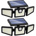 thumbnail image 1 of Luces solares para exteriores con sensor de movimiento, luces de seguridad de 3 cabezales con energía solar, 118 luces de inundación LED con detección de movimiento para la entrada del patio del, 1 of 3