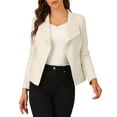 thumbnail image 4 of Unique Bargains Women's Faux Suede Jacket Open Front Lapel Draped Cardigan Blazers S Beige, 4 of 6