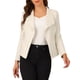 thumbnail image 1 of Blazer de ante sintético para mujer INSPIRE CHIC, con solapa, mangas largas y abertura frontal, color beige, 1 of 7