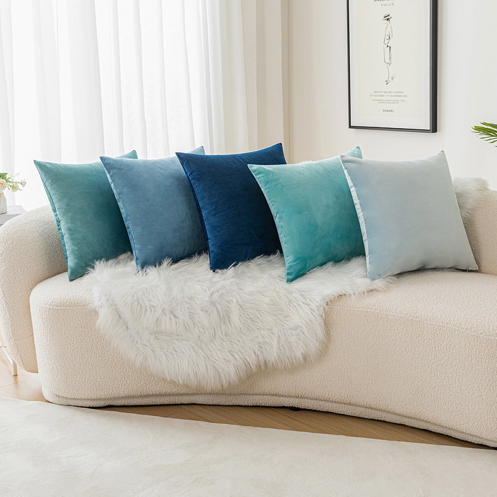 Nmkwnr Set of 2 Solid Color Throw Pillow Covers Decorative Square Velvet Soft Pillow Case Cushion Cover for Living Room Bed Couch Bedroom Sofa, 16"x16"