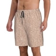 thumbnail image 2 of Kdxio Beige Sparkling Glitter Pattern Mens Casual Shorts - Drawstring Summer Beach Sports Shorts for Men, 2 of 9